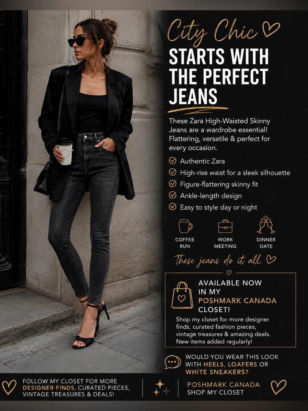 Zara High-Rise Skinny Jeans super stretch Sz US 00 ankle length